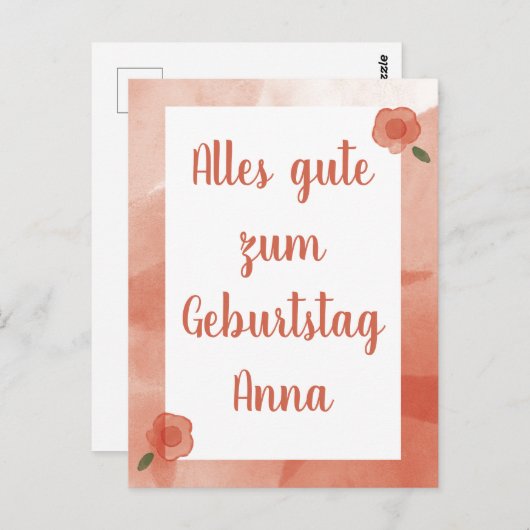 Gepersonaliseerde Bloemen Gelukkige Verjaardag in  Briefkaart (Voorkant / Achterkant)