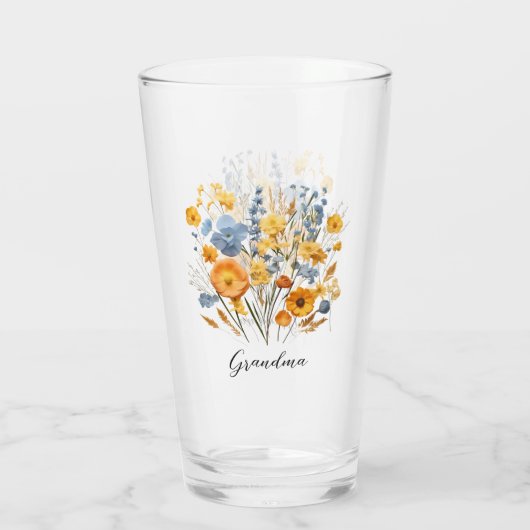 Gepersonaliseerde Bloemen Glas Beker voor Oma Gift (Achterkant)