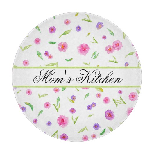 Gepersonaliseerde Bloemen Glas Snijplank – Gift (Voorkant)