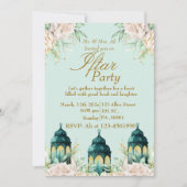 Gepersonaliseerde Bloemen Goud Ramadan Iftar Party Kaart (Voorkant)