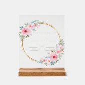 Gepersonaliseerde Bloemen Huwelijk Acryl Teken Bord (Voorkant)