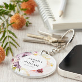 Gepersonaliseerde Bloemen Huwelijkscadeau Sleutelh Sleutelhanger (Voorkant Rechts)