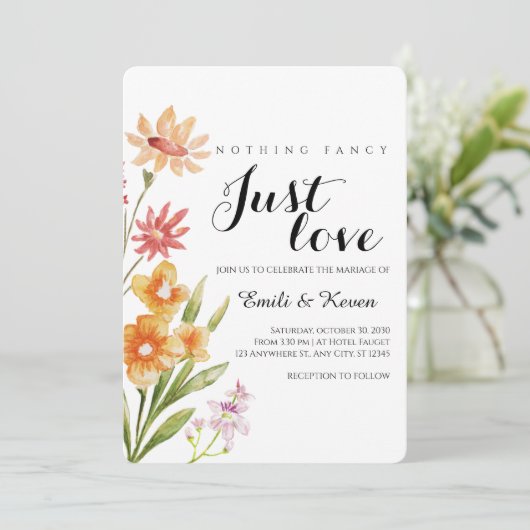 Gepersonaliseerde Bloemen Huwelijksuitnodiging Kaart (Staand voorkant)