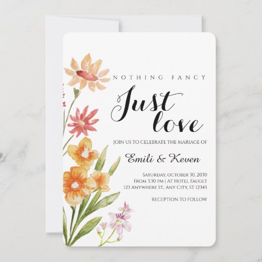 Gepersonaliseerde Bloemen Huwelijksuitnodiging Kaart (Voorkant)