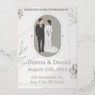 Gepersonaliseerde Bloemen Huwelijksuitnodigingen, Folie Uitnodiging