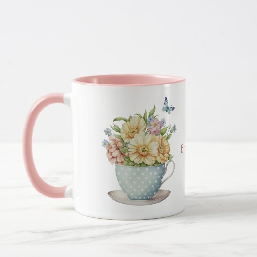 Gepersonaliseerde bloemen in de Mok van de Teacup- (Links)