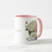 Gepersonaliseerde bloemen in de Mok van de Teacup- (Voorkant rechts)