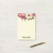 Gepersonaliseerde bloemen in roze en crème post-it® notes (Op bureau)