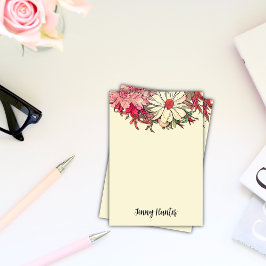 Gepersonaliseerde  bloemen in roze en crème post-it® notes