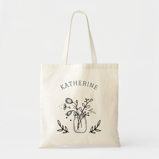 Gepersonaliseerde Bloemen in Stoere Pot Tote Bag (Voorkant)