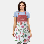 Gepersonaliseerde Bloemen Keuken Schort - Custom N (Gedragen)