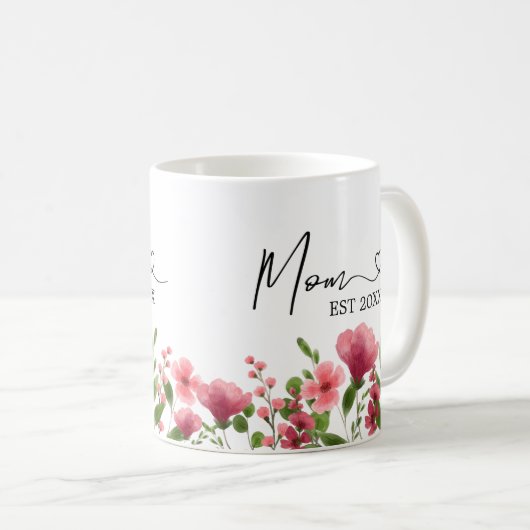 Gepersonaliseerde Bloemen Mama Mok – EST Jaar Gift (Voorkant rechts)