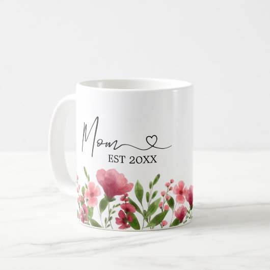 Gepersonaliseerde Bloemen Mama Mok – EST Jaar Gift (Voorkant links)