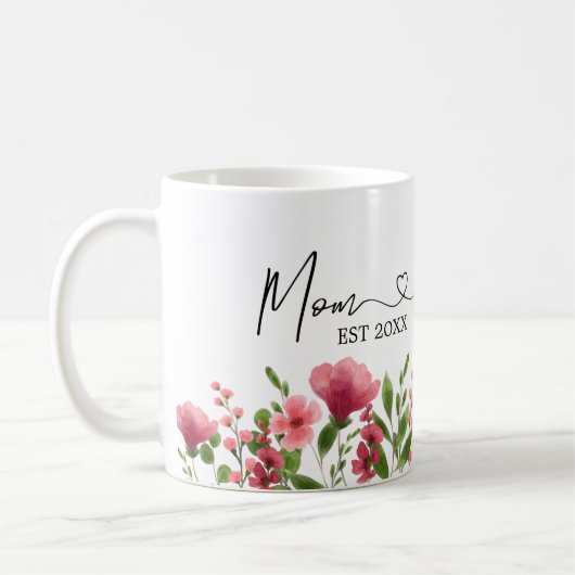 Gepersonaliseerde Bloemen Mama Mok – EST Jaar Gift (Links)
