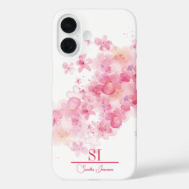 Gepersonaliseerde Bloemen Monogram iPhone Case