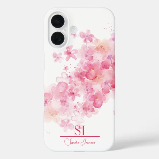 Gepersonaliseerde Bloemen Monogram iPhone Case (Achterkant)
