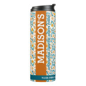 Gepersonaliseerde Bloemen Monogram & Naam Water Tu Thermosbeker (Gedraaid links)