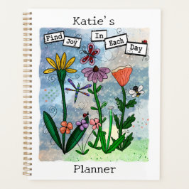 Gepersonaliseerde bloemen muzieknoten en vreugde k planner