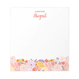 Gepersonaliseerde Bloemen Notitieblok met Aangepas