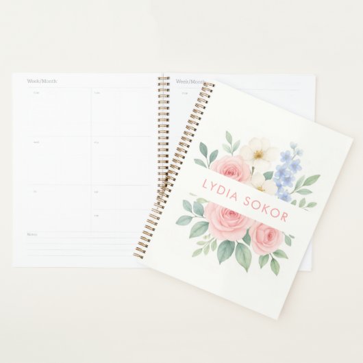 Gepersonaliseerde Bloemen Notitieboek met Naam (Display)