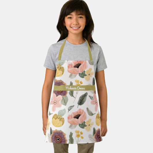 Gepersonaliseerde  Bloemen Paarse & Geel Schort (Insitu)