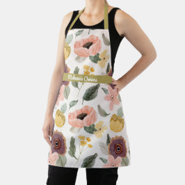 Gepersonaliseerde Bloemen Paarse & Geel Schort