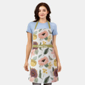 Gepersonaliseerde  Bloemen Paarse & Geel Schort (Gedragen)