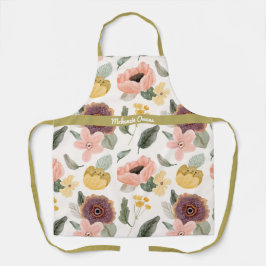 Gepersonaliseerde  Bloemen Paarse & Geel Schort