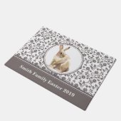 Gepersonaliseerde Bloemen Pasen Konijn ontwerp Deurmat (Schuin)