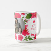 Gepersonaliseerde Bloemen Rode Mok - Love You Mom (Voorkant rechts)