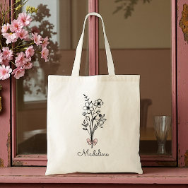 Gepersonaliseerde Bloemen Roze Boog Verjaardag Mei Tote Bag