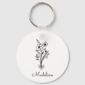 Gepersonaliseerde Bloemen Roze Boog Voor Bruidsmei Sleutelhanger (Voorkant)