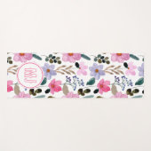 Gepersonaliseerde Bloemen Roze Script Initialen Yogamat (Voorkant (horizontaal))