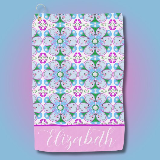 Gepersonaliseerde Bloemen Roze Vrouwen Golf Patroo Golfhanddoek