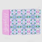 Gepersonaliseerde Bloemen Roze Vrouwen Golf Patroo Golfhanddoek (Horizontaal)