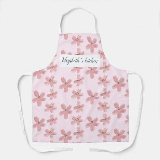 Gepersonaliseerde Bloemen Schort - Custom Name (Voorkant)