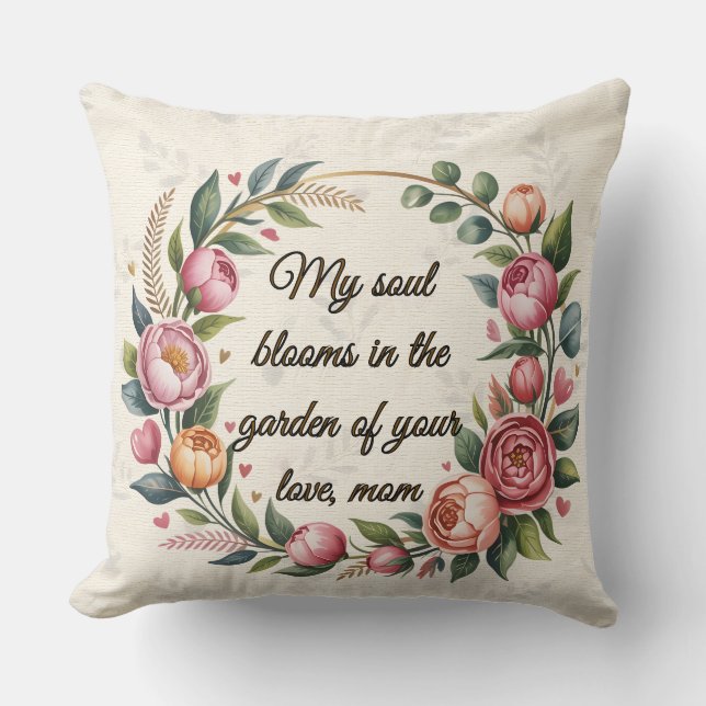 Gepersonaliseerde Bloemen Sierkussen met Heartfelt (Voorkant)