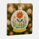Gepersonaliseerde Bloemen Snowglobe Keramisch Orna Keramisch Ornament (Rechts)