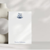 Gepersonaliseerde  Bloemen Teacup Blauwe Waterverf Bedankkaart