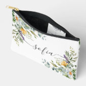 Gepersonaliseerde bloemen toilettas - naam & madel etui (Open)