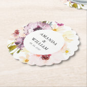 Gepersonaliseerde Bloemen Trouwpapier Onderzetter  (Gekanteld)