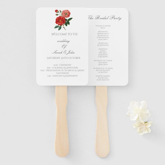 Gepersonaliseerde  Bloemen Trouwprogramma Fans Handwaaier (Voorkant en achterkant)