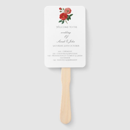 Gepersonaliseerde  Bloemen Trouwprogramma Fans Handwaaier (Voorkant)