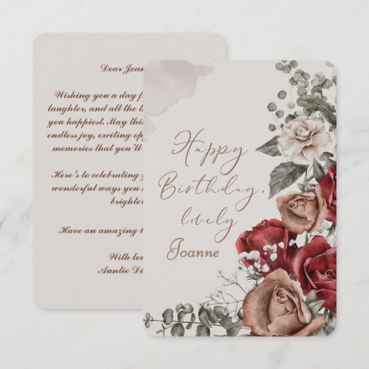 Gepersonaliseerde Bloemen Verjaardag Kaart (Voorkant / Achterkant)