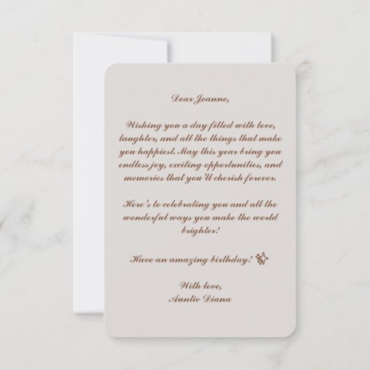 Gepersonaliseerde Bloemen Verjaardag Kaart (Achterkant)