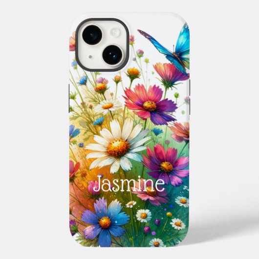 Gepersonaliseerde Bloemen & Vlinder Telefoonhoes Case-Mate iPhone Case (Achterkant)