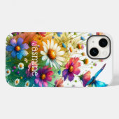 Gepersonaliseerde Bloemen & Vlinder Telefoonhoes Case-Mate iPhone Case (Achterkant (horizontaal))