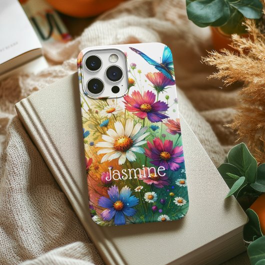 Gepersonaliseerde Bloemen & Vlinder Telefoonhoes Case-Mate iPhone Case