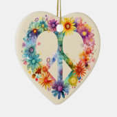 Gepersonaliseerde Bloemen Vredessymbool Hippie sti Keramisch Ornament (Rechts)