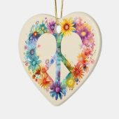Gepersonaliseerde Bloemen Vredessymbool Hippie sti Keramisch Ornament (Links)
